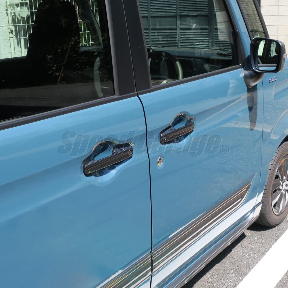 Speed Garage Carbon Fiber Door Knob Handle Covers for Suzuki Spacia Custom Gear MK53S Custom (Dress-Up Parts)