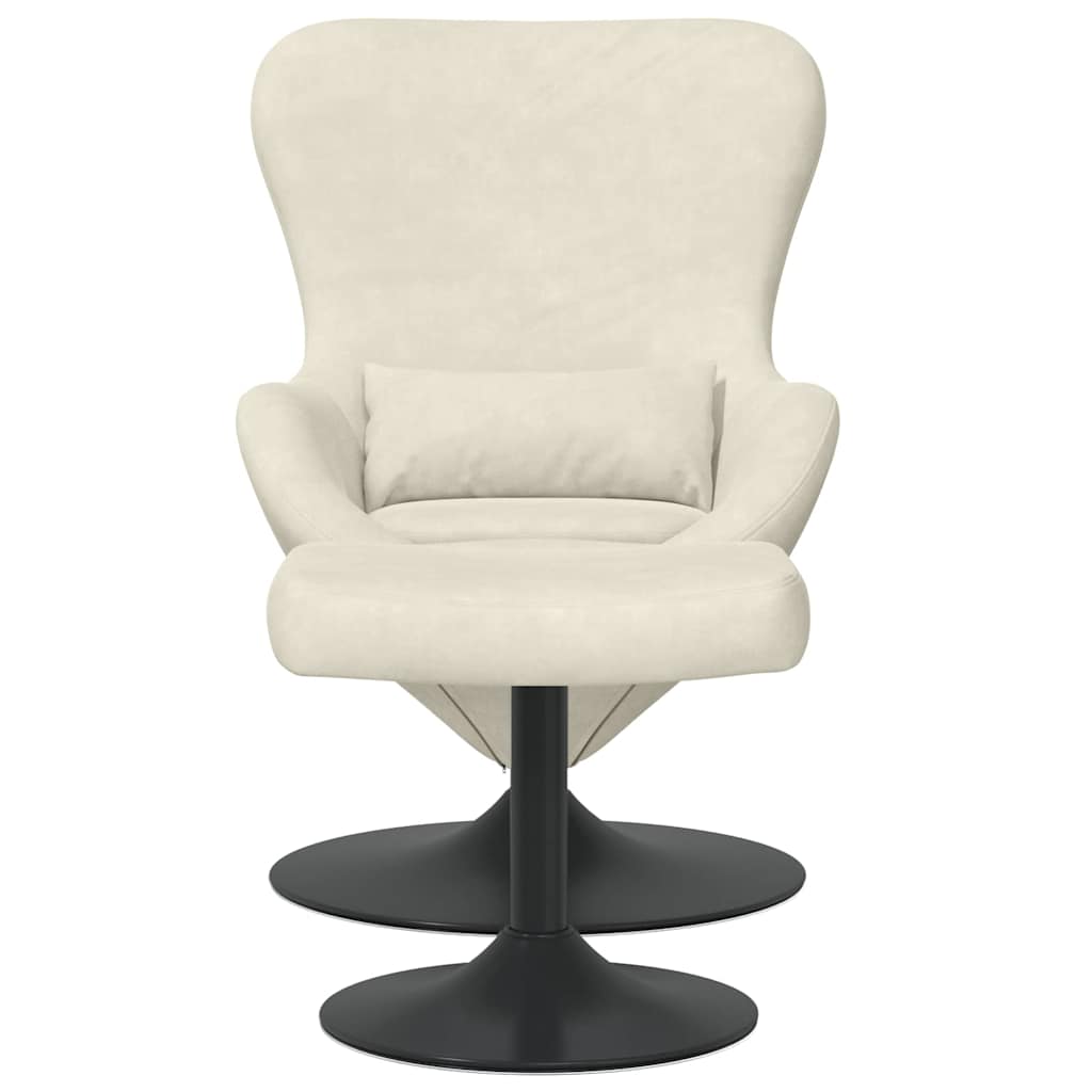 Egg Chair with Footstool Cream Velvet