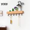 Space Saving Organizer for Keys Key Holder with 6 Hooks, Solid Wood Entryway Rack, Wall No Drill Rack Mounted Hook Pet Leashes And Hats Nail