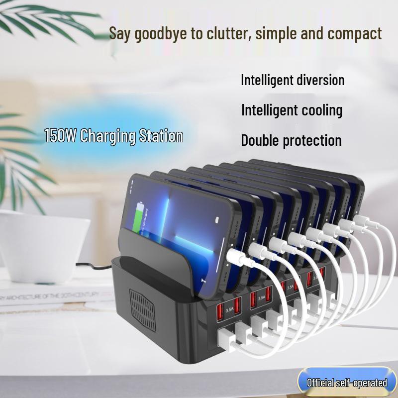 Universal Multi-Port USB Charger with Phone Storage UK plug