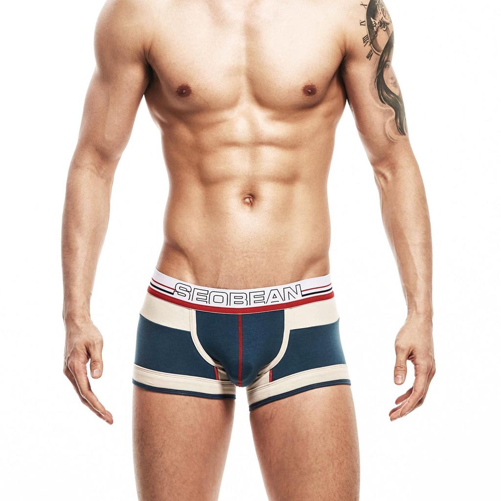 SEOBEAN Men's U-Convex Color Block Boxer Briefs - Comfortable Classic Style