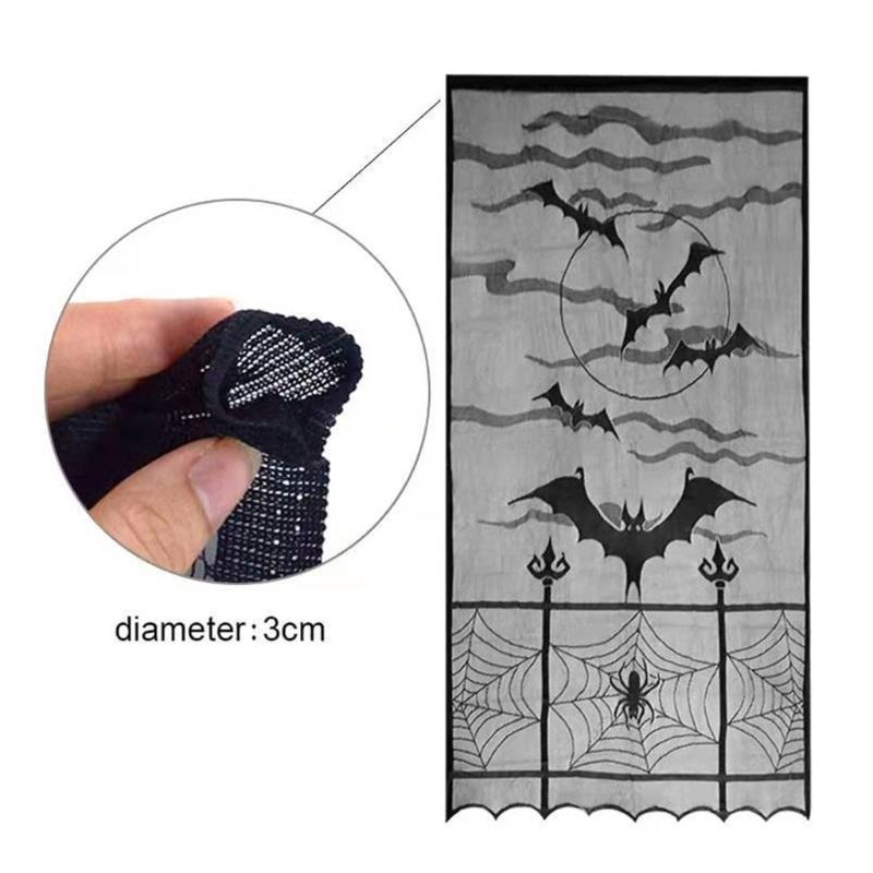 Cobweb Lace Table Runner and Rectangular Mantel Scarf Cover for Holiday Party Decoration, Black Spiderweb Mantel Scarf