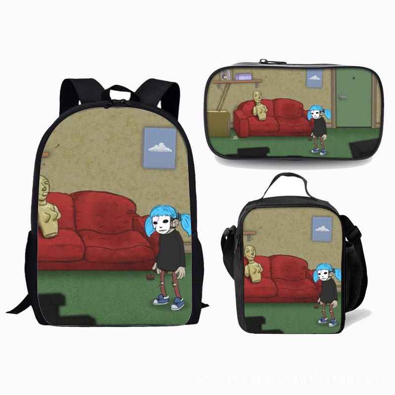 Sally Face Backpack Set With 17inch Large Capacity Student Computer Bag For Daily Use
