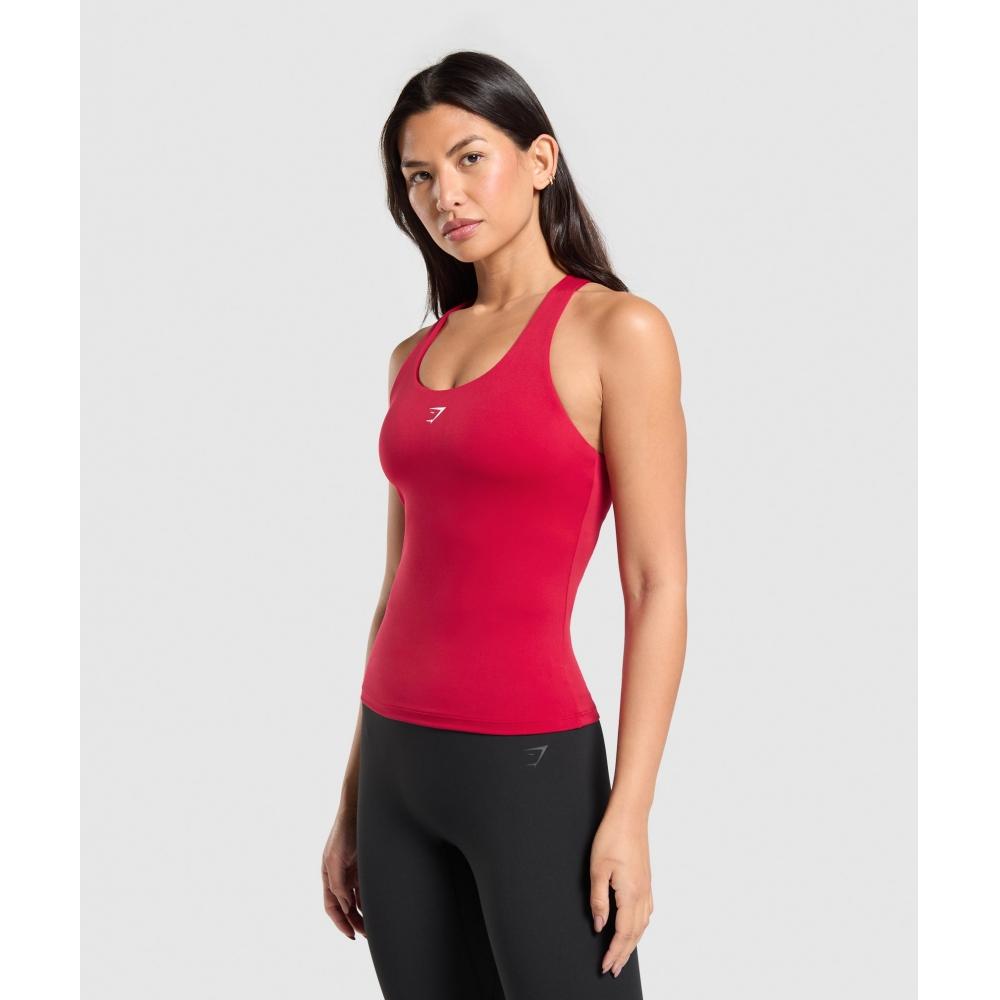 Gymshark Everyday Racer Back Tank With Shelf Carmine Red B8a7p Rbqw
