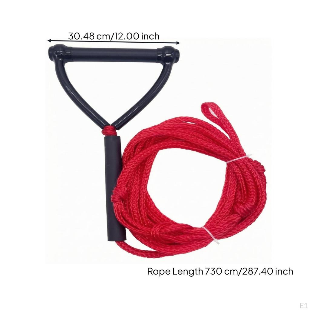 Water Sport Tow Line Flexible Braided Rope with Black Triangular Handle for