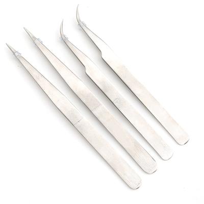 4PCS Stainless Steel Tweezer Straight & Curved Anti Static Tweezers Sewing Machine Accessories