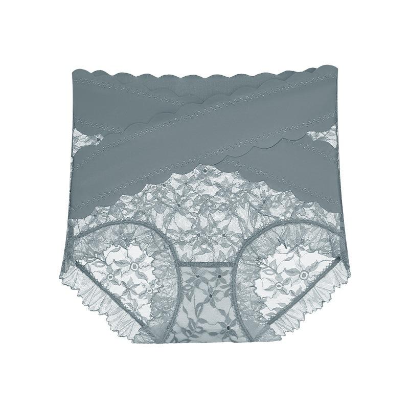 Sexy Lace Underwear Women High Waist Panties Floral Cross Slightly Cinched Lightweight Plastic Pants