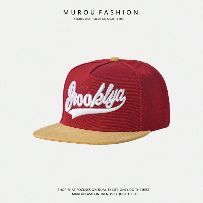 

Unisex Brooklyn Embroidery Hip-hop Hats Flat Sunscreen Hat Outdoor Adjustable Casual красный