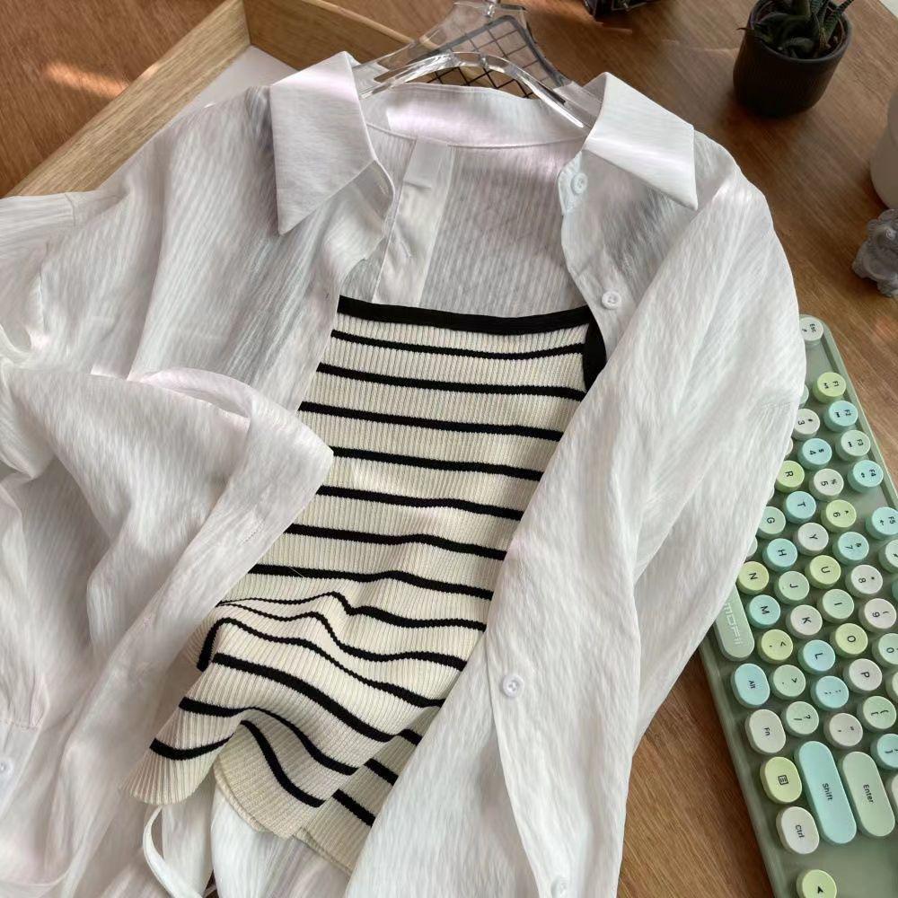 Women's Two-Piece Chiffon Sun Protection Shirt - Breathable, Versatile, and Trendy Summer Outerwear