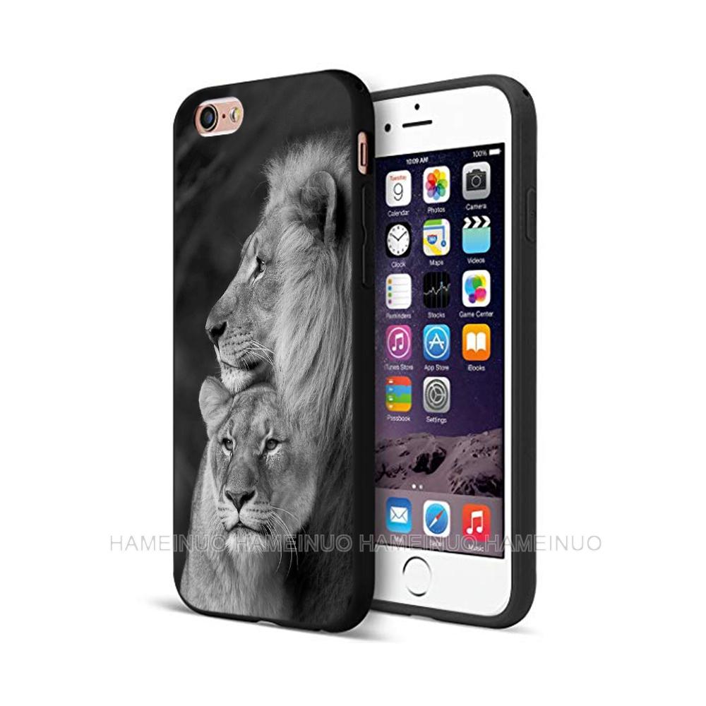 Black Tpu Case for Iphone 5 5s Se 6 6s 7 8 Plus X 10 Silicone Cover XR XS 11 12 Pro MAX Mini SE 2020 Lion Tiger Fashion Animal