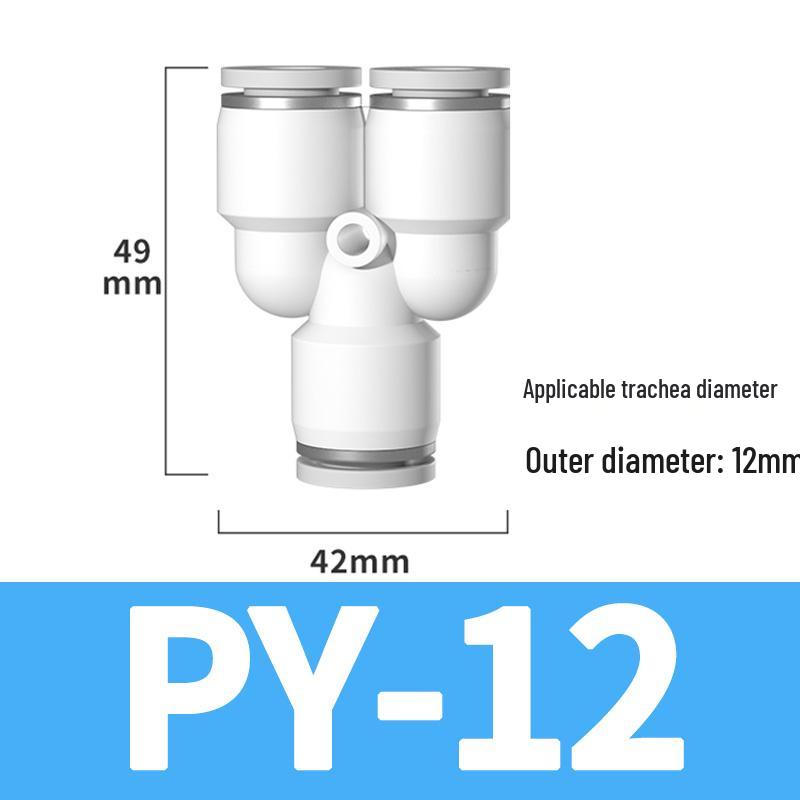 Pneumatic Quick Connect Tee, White Plastic, Straight Push-in, Sizes: 4-16mm