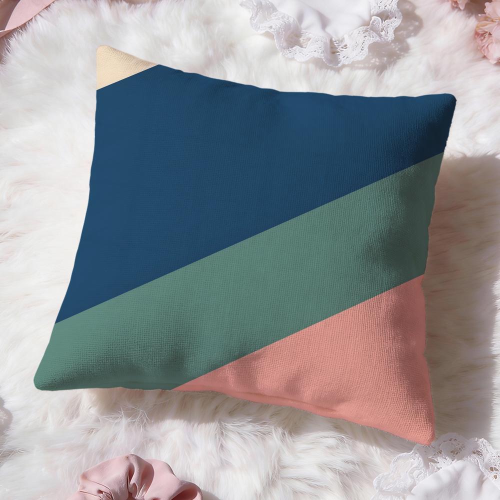 Pure Color Splicing Texture Cushion Cover Premium Comfort Reversible Pillow Cove Two in One Design for Any Room Car Interior