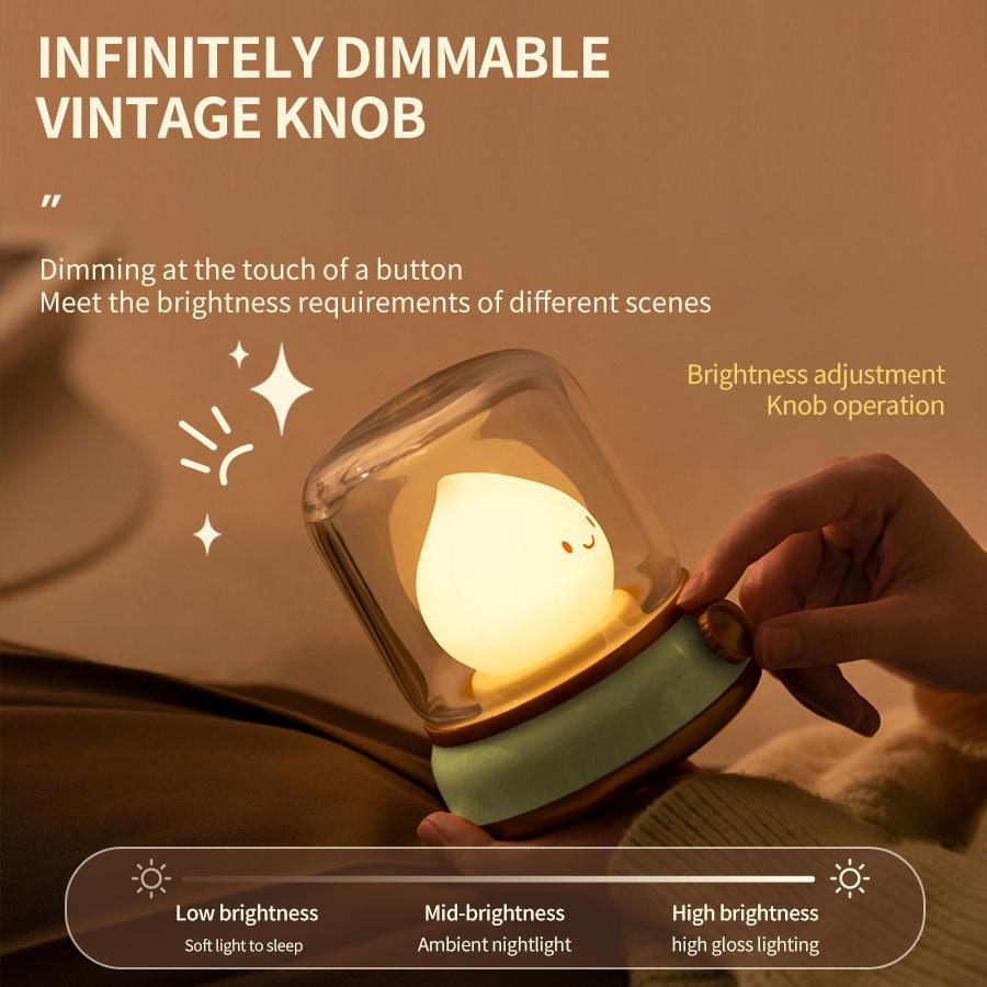 LED Kerosene Night Light Cute Flameless Candle Light with Two Modes USB Rechargeable Dimmable Camping Light For Bedroom Decor