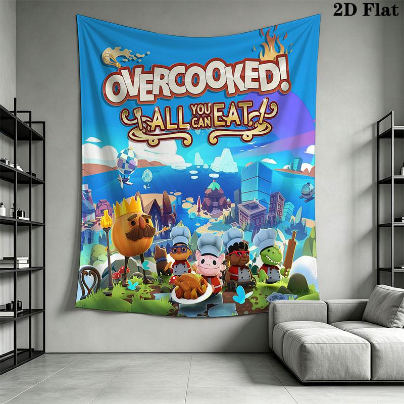 Overcooked Wall Hanging Printed Fabric Blanket Decorative Tapestries for Bedroom Living Room Home Decor