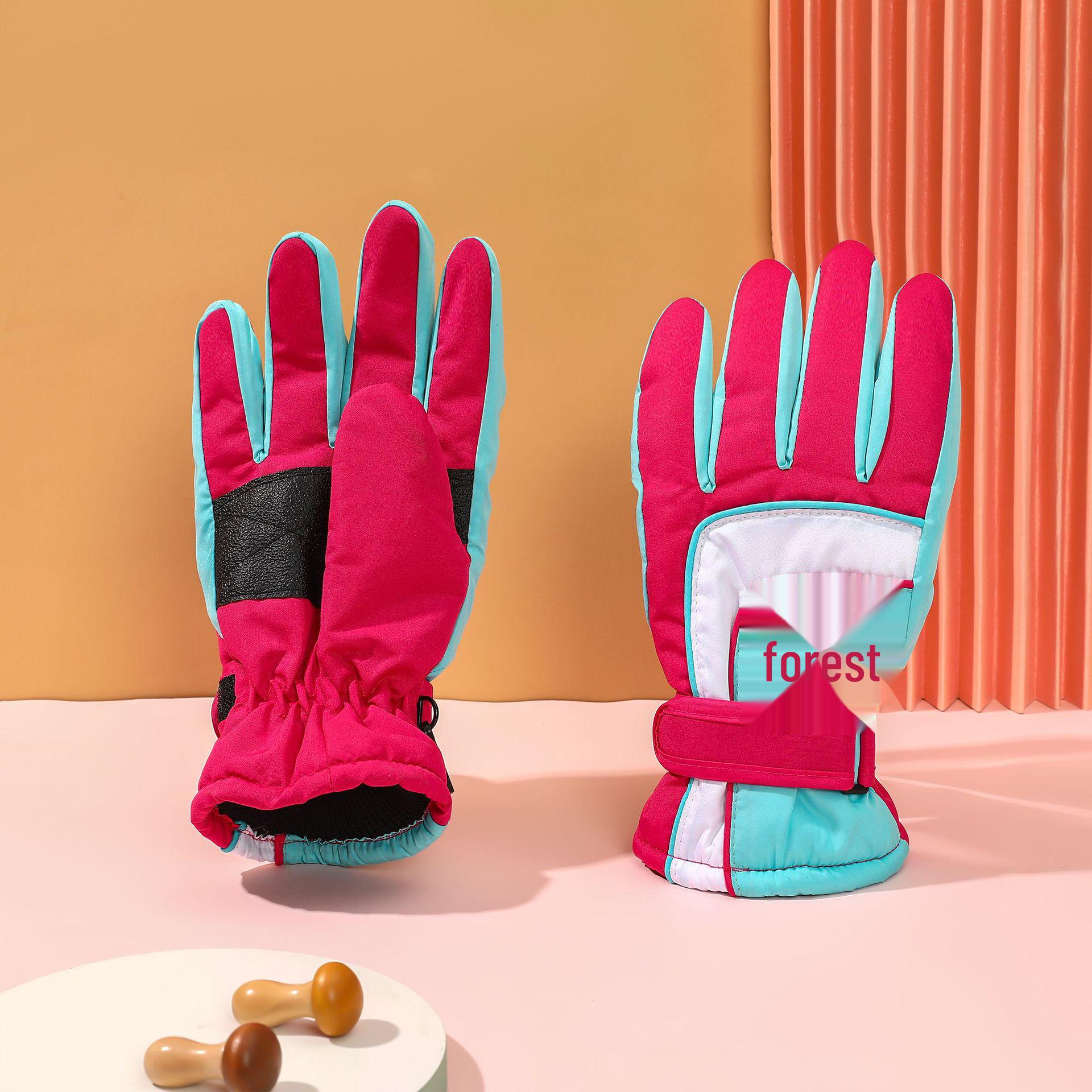 

«Новые зимние детские горнолыжные перчатки»: Теплый, бархатистый, ветро- и водонепроницаемый для езды на велосипеде на открытом воздухе. 9-15 Years One Size