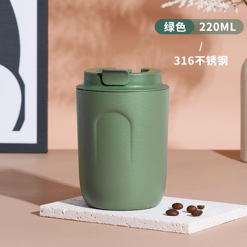 

Непротекаемый дорожный стакан из нержавеющей стали, мини-термокружка, термосы с вакуумной изоляцией для кофейной кружки с крышкой, изолированная бутылка-термос 220ML зелёный