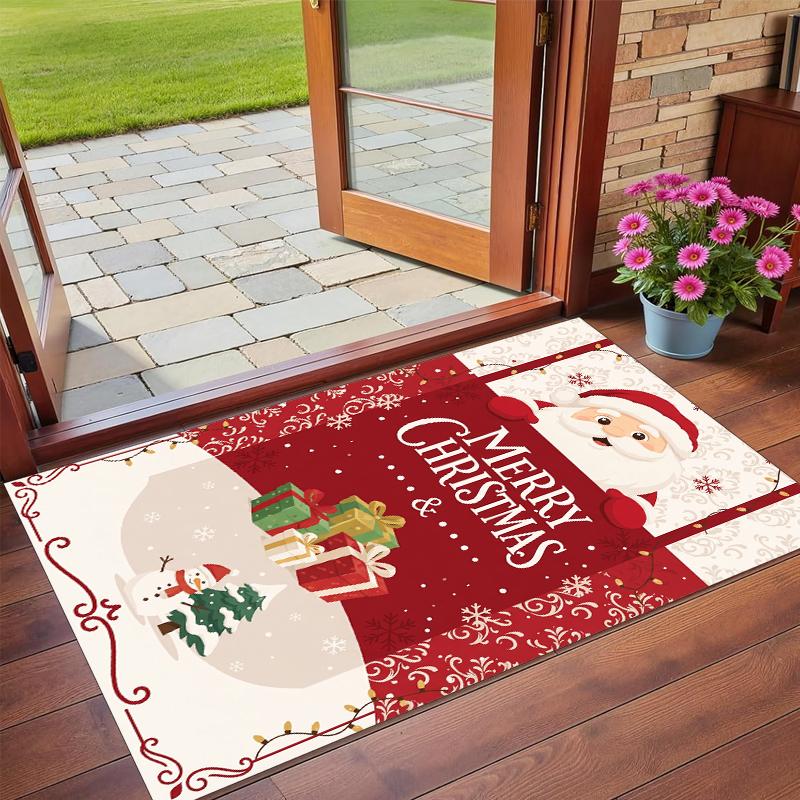 Alfombra Cuadrada Estampada Navideña Suave Antideslizante Para Dormitorio Regalo Navideño
