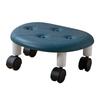 Movable Faux Leather Stool with Wheels for Living Room or Bedroom