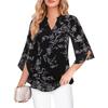 Casual Summer New Women's Floral Sleeve Top Loose V-Neck Chiffon Shirt