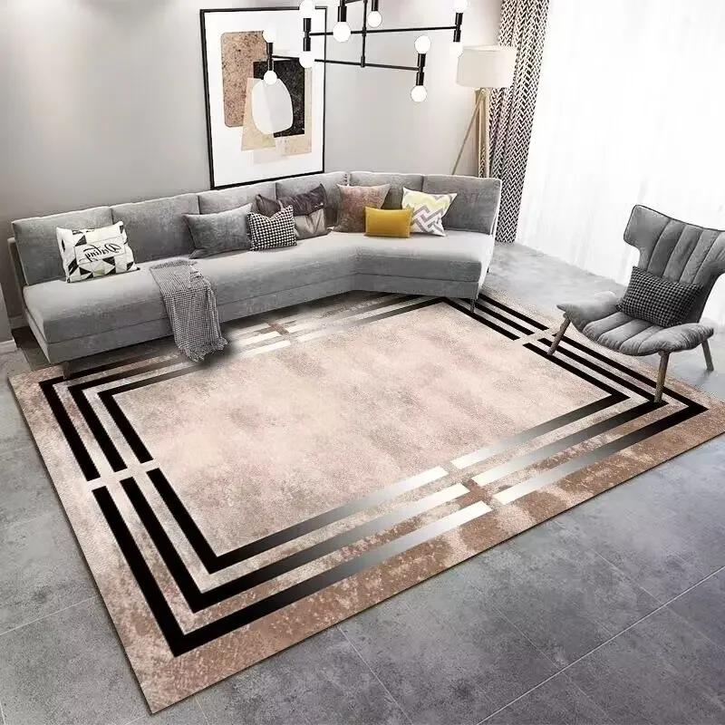 Moderner Teppich im nordischen Stil für Wohnzimmer, graue Schlafzimmerdekoration, großer Flächenteppich, kurze Loungematte aus Plüsch, waschbar, rutschfest
