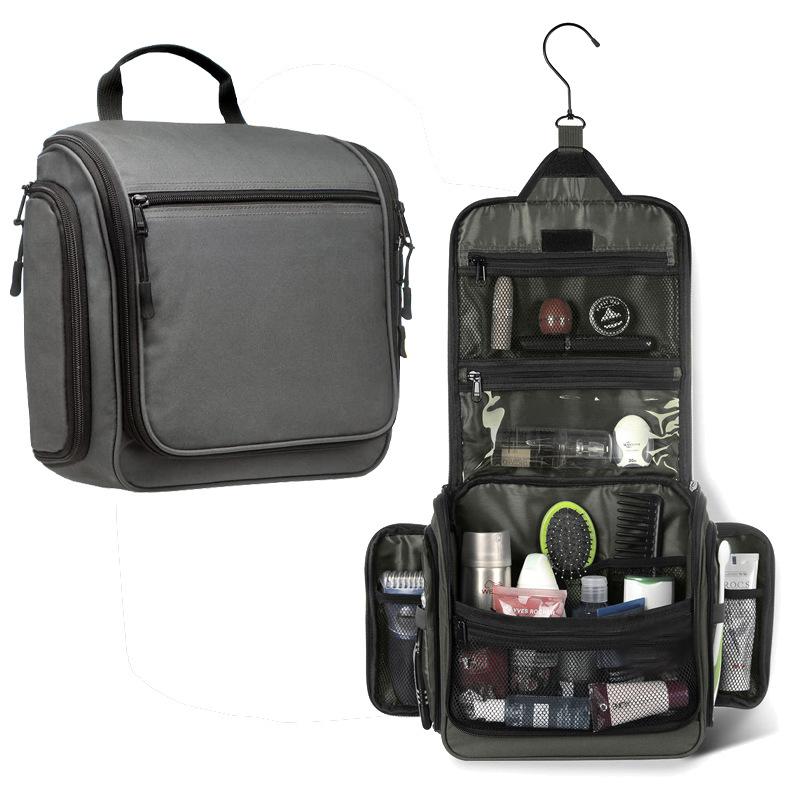 Travel Toiletry Bag Large Hanging Toiletry Organizer Waterproof Hygiene Bag with Metal Swivel Hook for Toiletries, Cosmetics серый