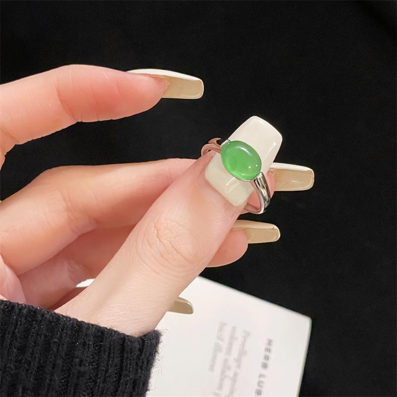 Имитация Халцедона Открытое Кольцо Кролик Личность Котенок Нишевый Дизайн Легкая Роскошь Высококлассное Кольцо Adjustable opening