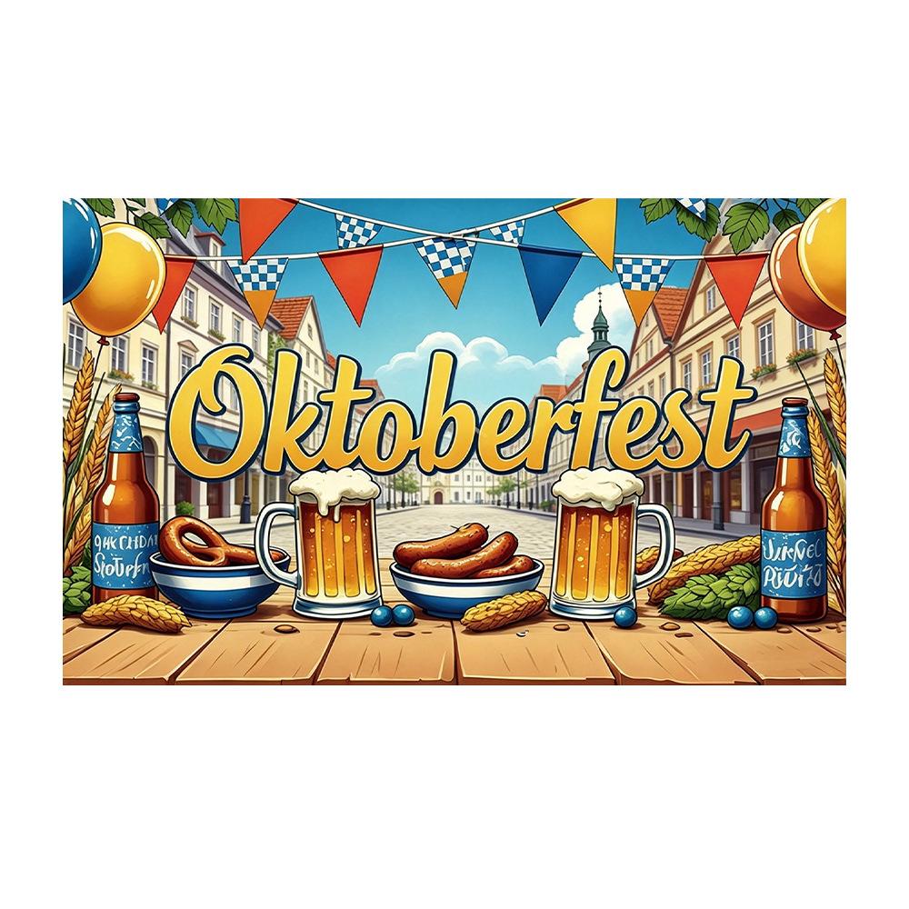 Oktoberfest München Bier Hintergrund Banner Gerstenmalz Muster Restaurant Party Kneipe Wanddekor Fotografie Kulisse 5x3FT