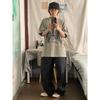 Summer New Men's Fashion Trendy T-shirt Versatile Crew Neck Casual Half Sleeve Printing Letter Short-Sleeved Shirt