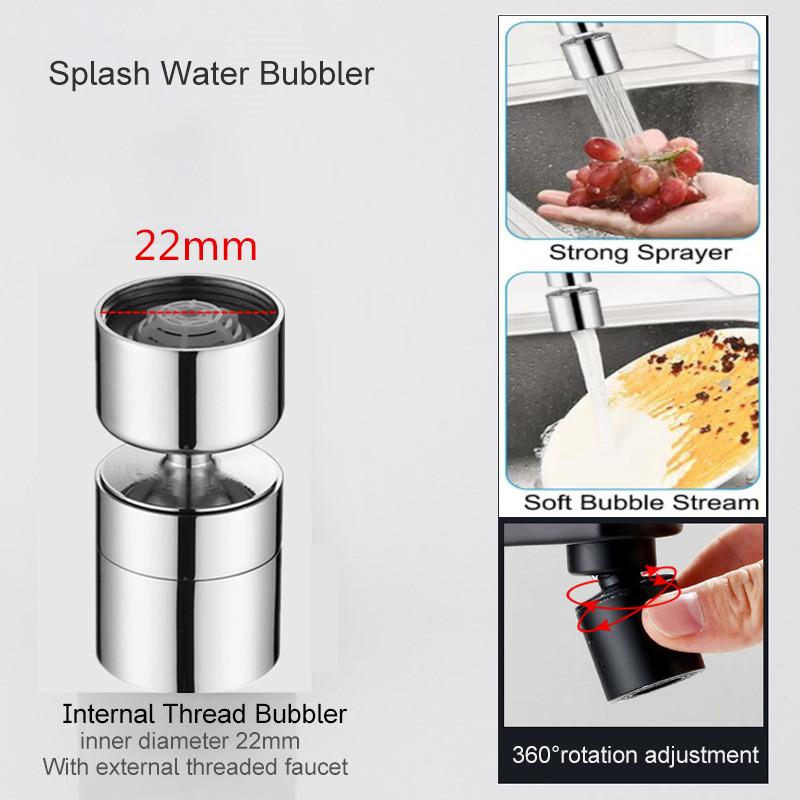 Neue 2-Modus-Waschbecken-Wasserhahndüse aus Messing, 360 ° drehbar, Spritzschutz-Wasserhahnbelüfter, Küchenspüle, Druckwasserhahnbelüfter, Bubbler