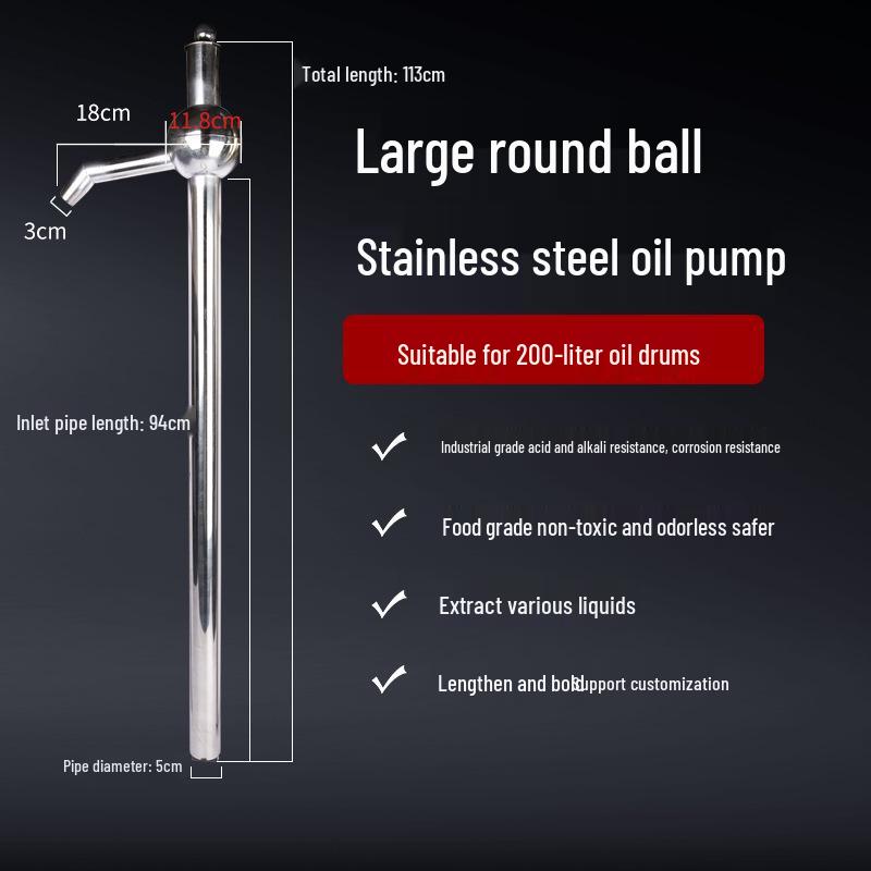 Portable Corrosion-Resistant Stainless Steel Liquid Oil Pump with Insertion Tube