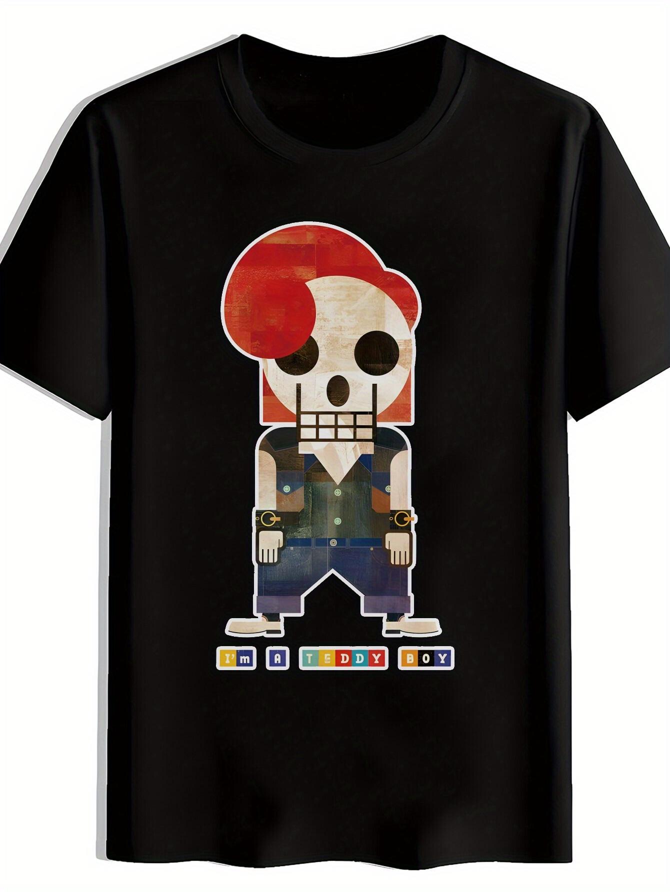Graphic T-shirt - Black Casual Tee with Skeleton XL