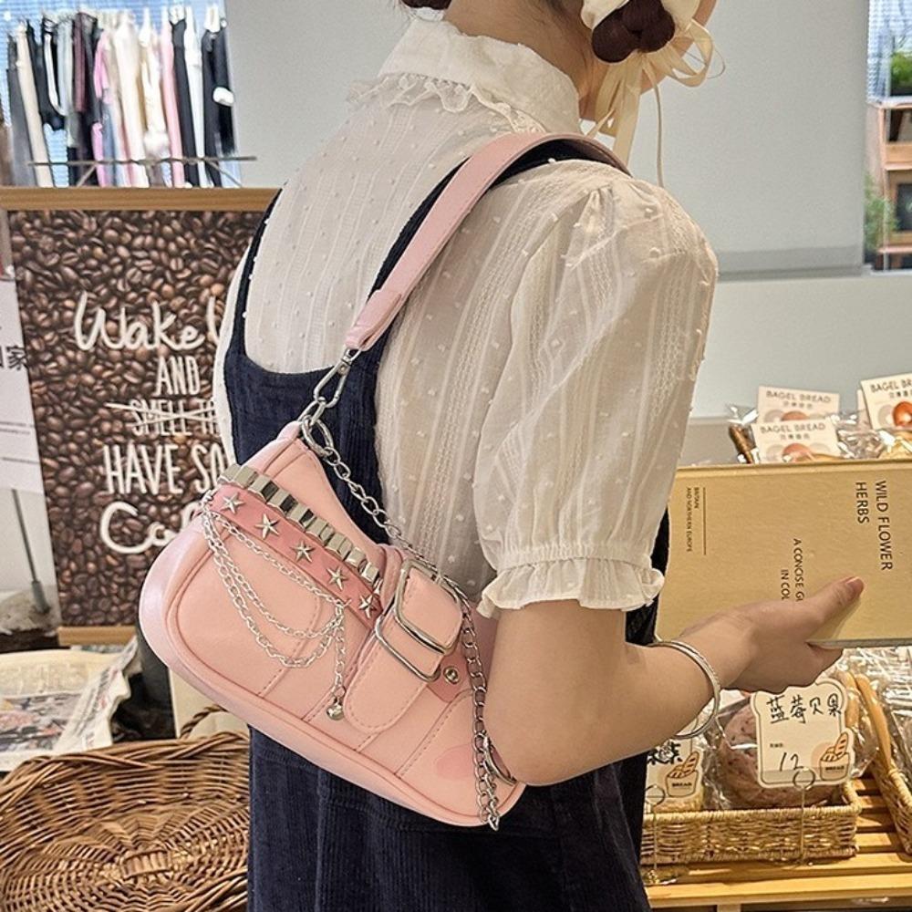 Love Heart Y2k Underarm Bag Punk Women's Handbag Kawaii Shoulder Bag  Travel