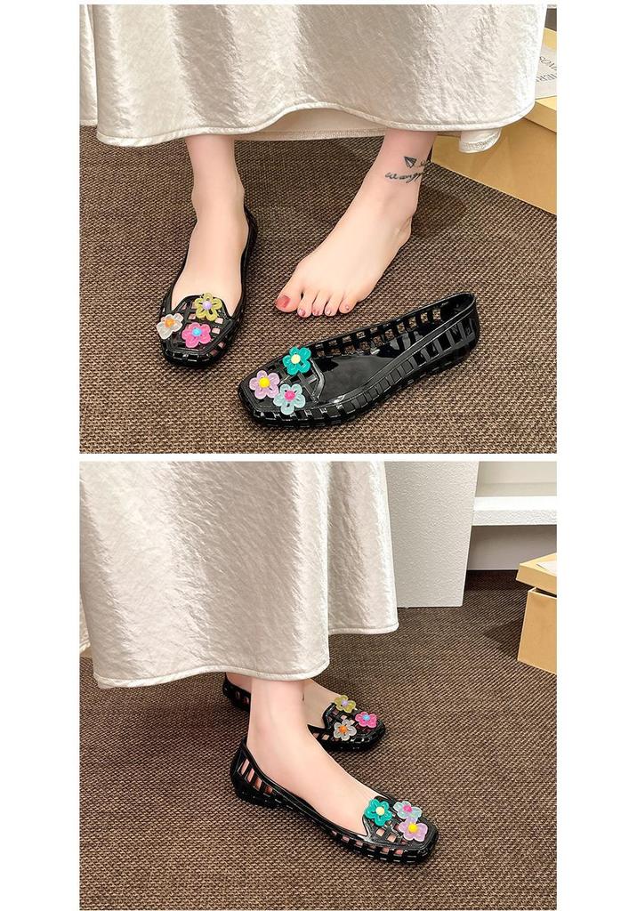 Fairy Style Transparent Jelly Flats: Closed Toe, Hollow Design for Summer Beach Vacations