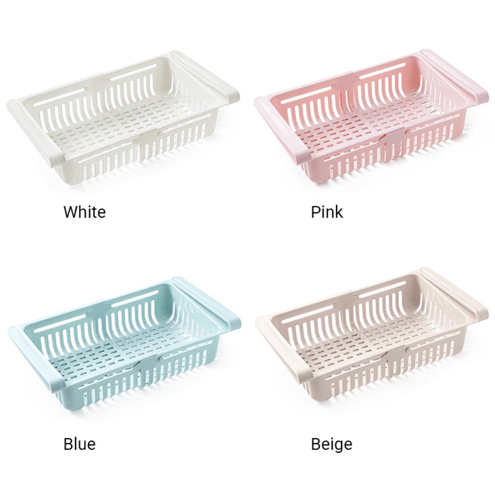 Retractable Fridge Organizer Pull Out Drawer Refrigerator Clip On Under Shelf Basket for Kitchen Storage Fits for Fridge Shelf Under 0.43 Inch