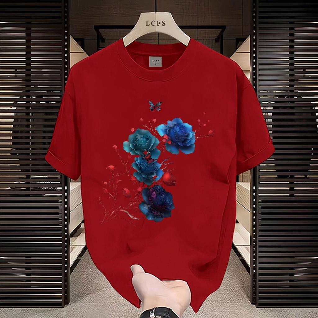 New Chinese short sleeve cotton T-shirt men's summer T-shirt Chinese style plum blossom men's clothes thin fashion brand half sl