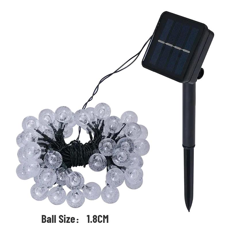 Solar String Lights Outdoor Crystal Globe Lights Waterproof Solar Festoon Fairy Light For Garden Party Decor