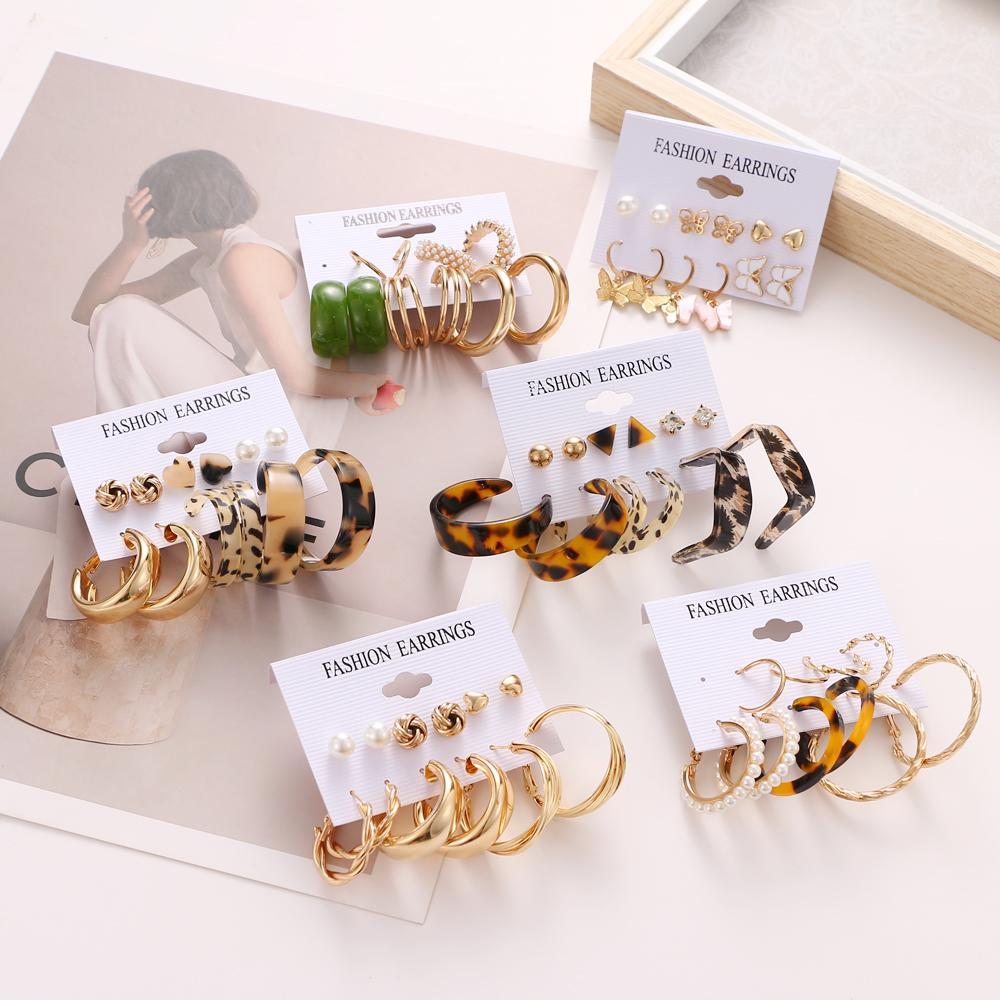 

Ретро геометрические металлические серьги-кольца, комплект для женщин, винтажные необычные серьги в стиле бохо, трендовые модные ювелирные изделия, подарок