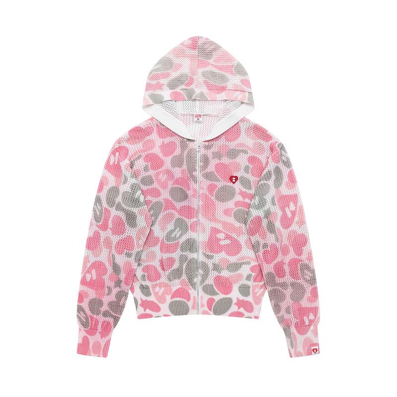 APEE Women's Gradient Camo Heart-Print Oversized Zip Hoodie