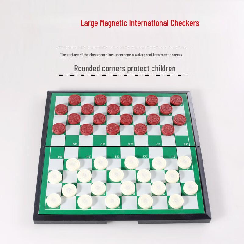 Brangdy Magnetic Foldable 100-Square International Checkers Set