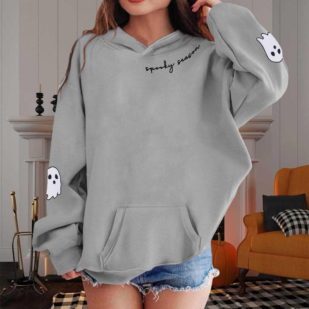 Kids Loose Long Sleeve Sweatshirts Blouse Causal Fashion Solid Color Pullover Hooded Sweatshirts Top With Pocket