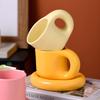 Ceramic Coffee Mug With Saucer Set Novelty Cute Fat Handle Cup  For Office And Home For Latte Tea Milk