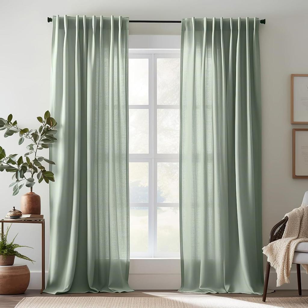 Solid-Color Translucent Curtains, Suitable for Living Rooms, Bedrooms, Dining Rooms, Balconies, Offices, Farmhouses, Machine Washable, Grommet Top