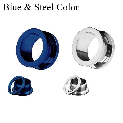 4pcs Combination Mixed Colour Steel Ear Plug Gauge 8g (3mm) - 1" (25mm) Ear Flesh Tunnel Expander Screw Fit