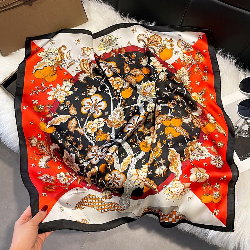 Women S 70cm Square Silk Like Scarf Spring Versatile Fashion Neck Scarf