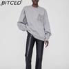 BITCED Women's Early Autumn Patchwork Embroidered Letter Sweatshirt
