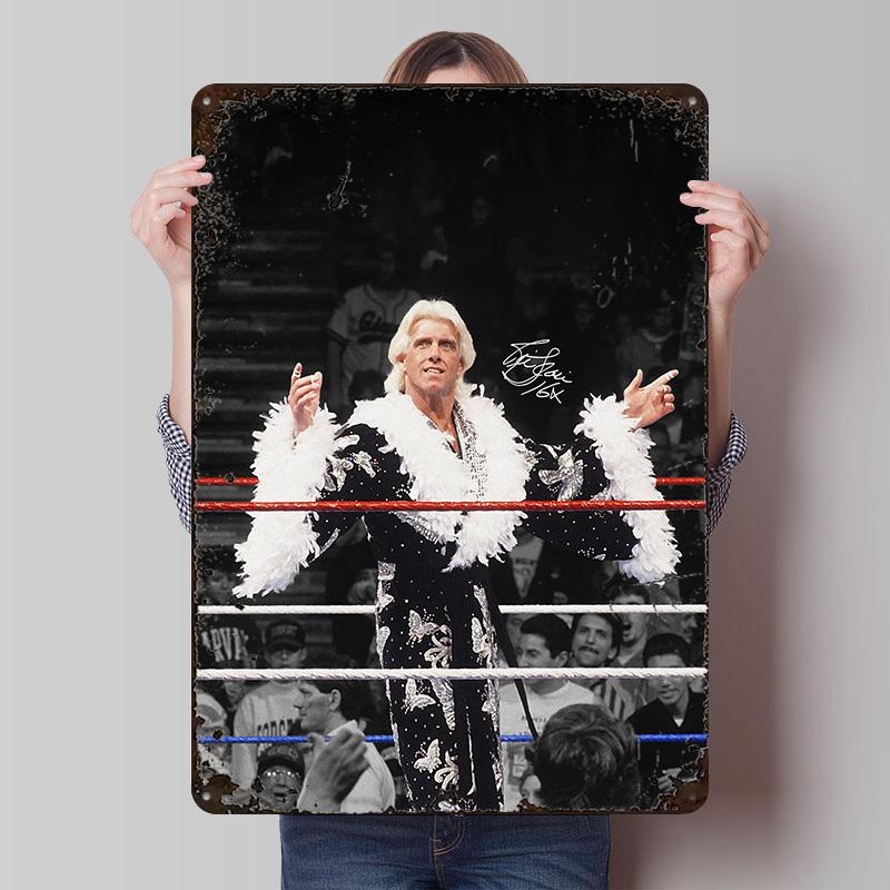 Ric Flair Wrestling Tinplate Poster Customized Wall Art Vintage Metal Signs Retro Tin Plaque for Living Room Decoration House