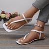 Fashion Fashion Women Square Toe Clip Toe Sandals Summer Soft Sole Comfort Non Slip Beach Sandels Bright Color Narrow Band Zapatos Mujer