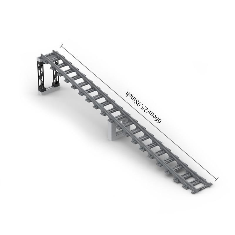 MOC Train Track Building Blocks Urban Railway Double-deck Elevated Bridge Up-and-Down Slope Support Bridge Scene Accessories Toy