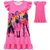 Girls Flutter Sleeve Ruffle Nightgown K-POP Huntress Girls Print Mid-Length Cotton Sleepwear for Kids Ages 6-12