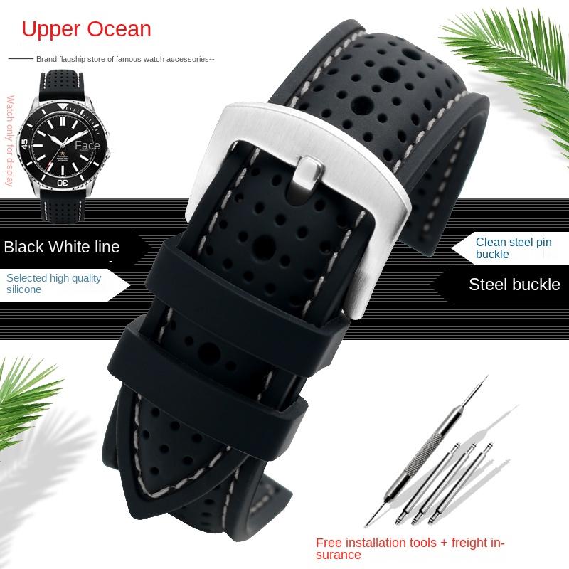 New Breathable Silicone Sports watchBand 18mm 20mm 22mm 24mm For Any Watch Rubber Wrist Strap Soft Waterproof Men's Accessories